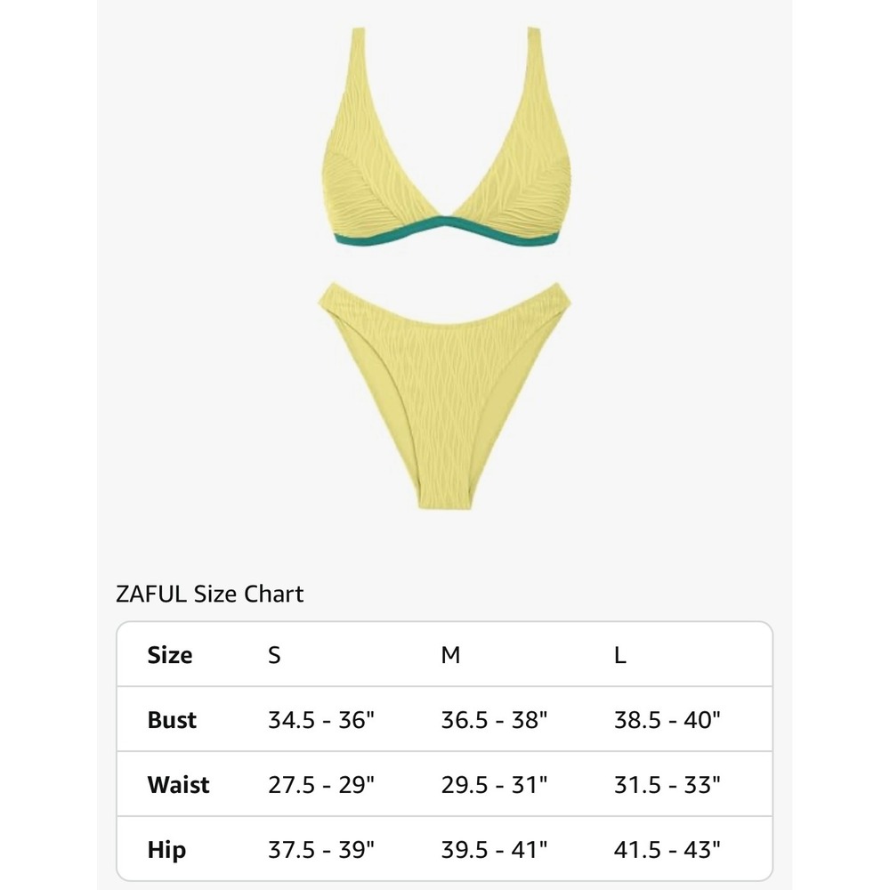 ZAFUL Yellow Bikini Set Textured Two Piece Swimsuit Beach Vacation - Size S - Picture 11 of 11